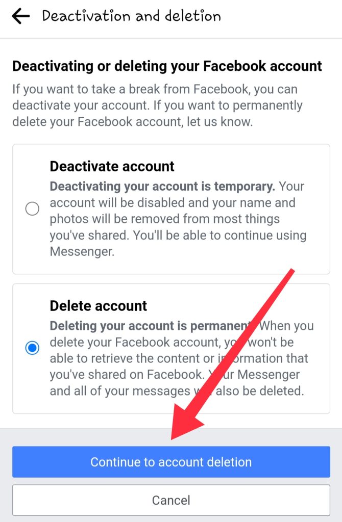 Facebook Account Delete 